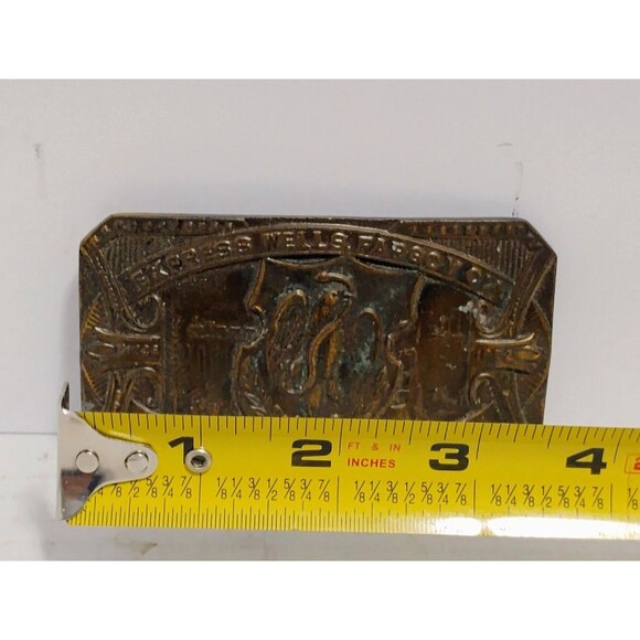 VINTAGE EXPRESS WELLS FARGO Y CIA WESTERN COWBOY VAQUERO METAL BELT BUCKLE - Picture 4 of 4